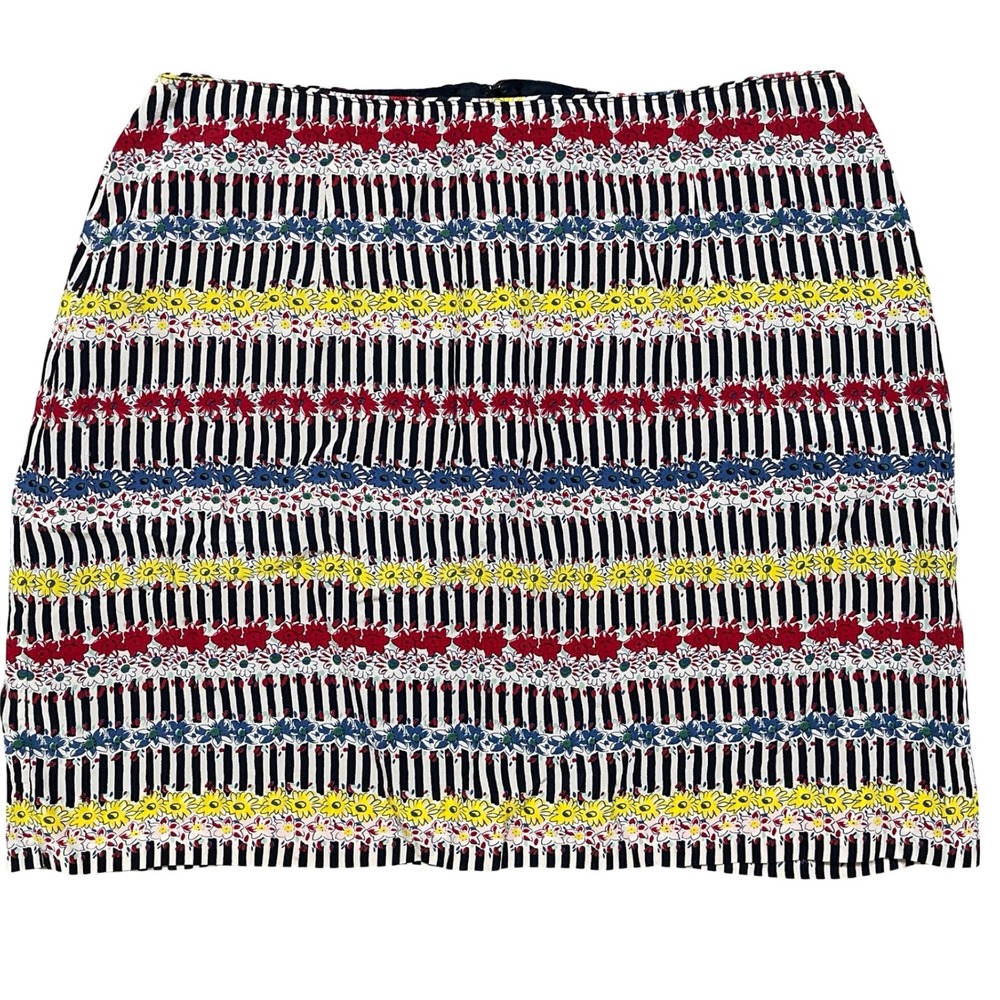 Anna Sui Floral Striped Mini Skirt Women 10 Multicolor Made in USA‎ Indie Boho